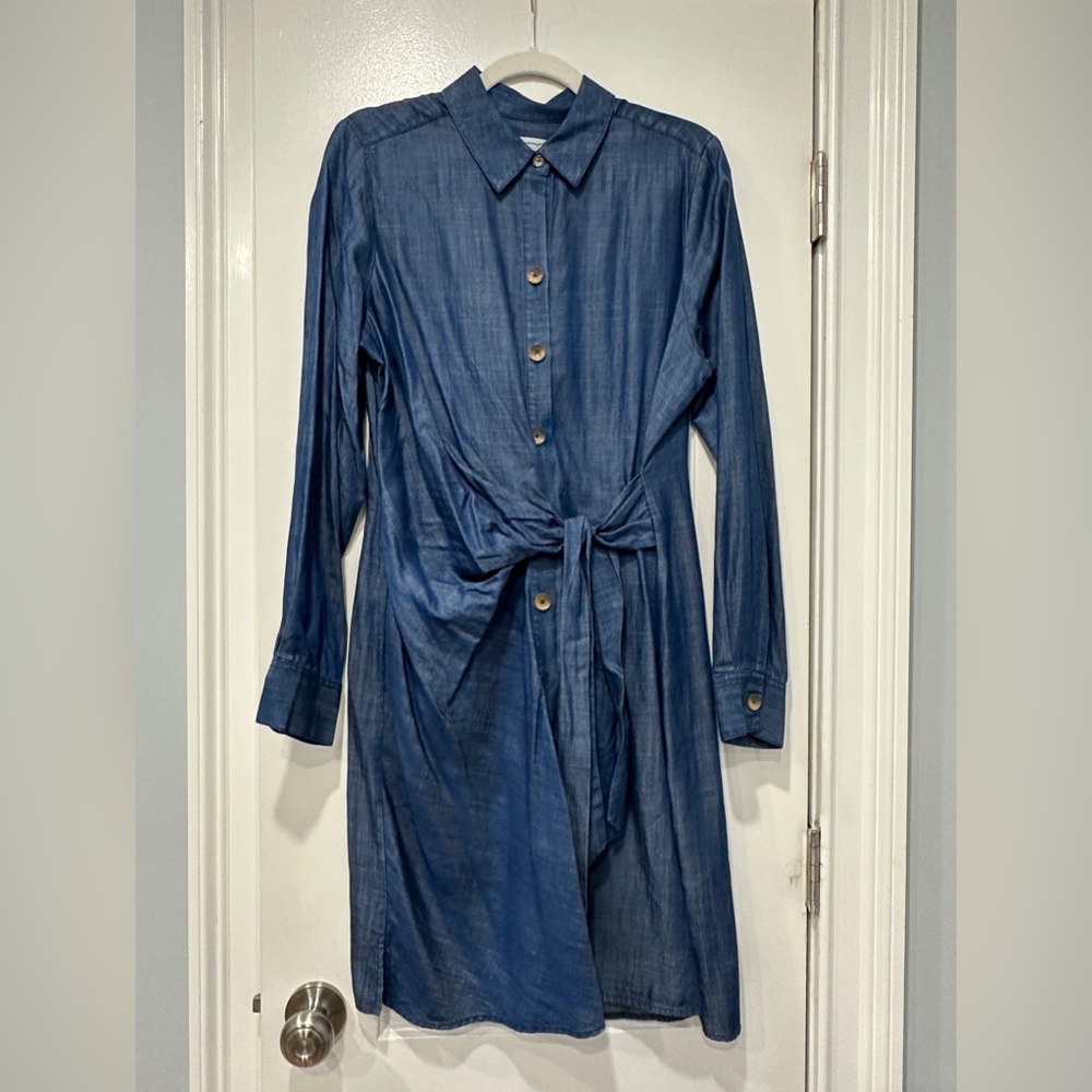 Jean mini dress with tie